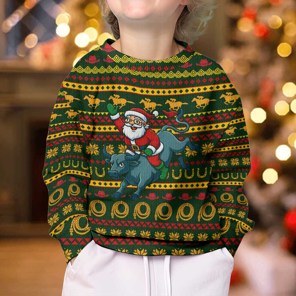 Amazing Cowboy Santa Claus Christmas Kid Ugly Christmas Sweater Xmas Holiday Patterns - Wonder Print Shop