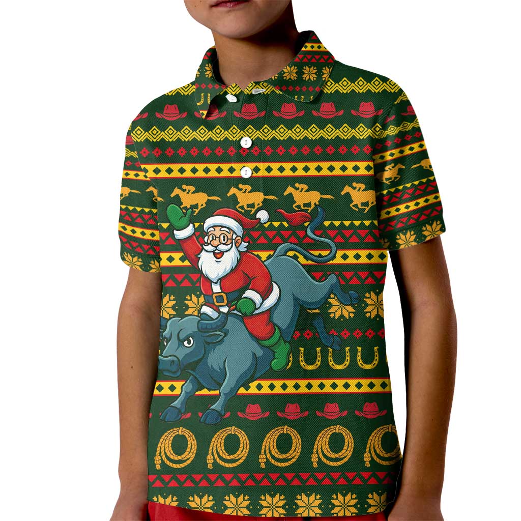 Amazing Cowboy Santa Claus Christmas Kid Polo Shirt Xmas Holiday Patterns - Wonder Print Shop
