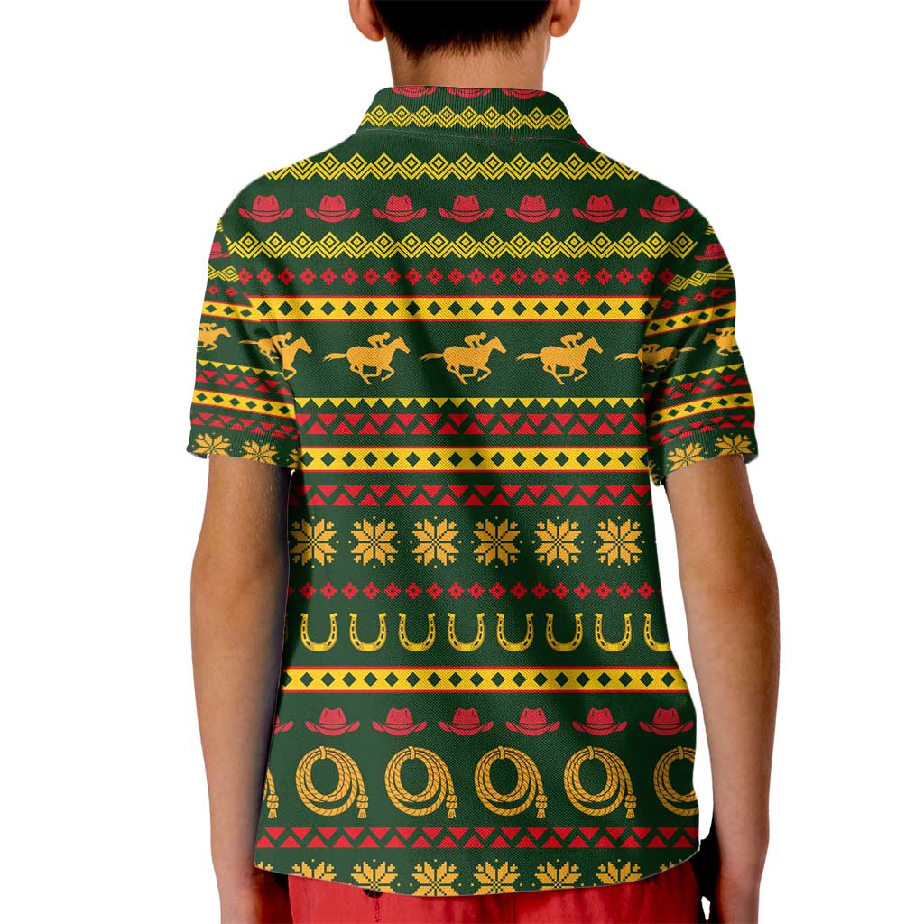 Amazing Cowboy Santa Claus Christmas Kid Polo Shirt Xmas Holiday Patterns - Wonder Print Shop
