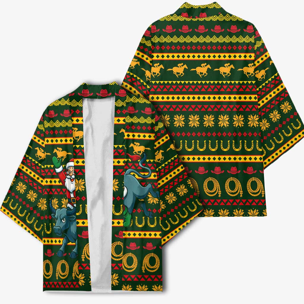 Amazing Cowboy Santa Claus Christmas Kimono Xmas Holiday Patterns - Wonder Print Shop