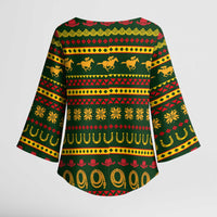 Amazing Cowboy Santa Claus Christmas Kimono Sleeve Blouse Xmas Holiday Patterns - Wonder Print Shop