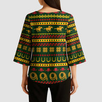 Amazing Cowboy Santa Claus Christmas Kimono Sleeve Blouse Xmas Holiday Patterns - Wonder Print Shop