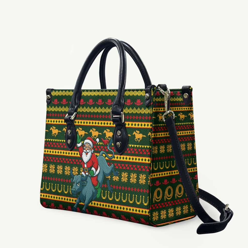 Amazing Cowboy Santa Claus Christmas Leather Bag Xmas Holiday Patterns - Wonder Print Shop