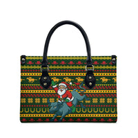 Amazing Cowboy Santa Claus Christmas Leather Bag Xmas Holiday Patterns - Wonder Print Shop