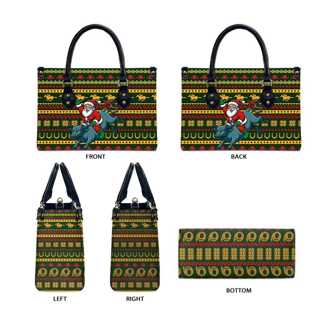 Amazing Cowboy Santa Claus Christmas Leather Bag Xmas Holiday Patterns - Wonder Print Shop