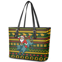 Amazing Cowboy Santa Claus Christmas Leather Tote Bag Xmas Holiday Patterns - Wonder Print Shop