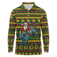 Amazing Cowboy Santa Claus Christmas Long Sleeve Polo Shirt Xmas Holiday Patterns - Wonder Print Shop