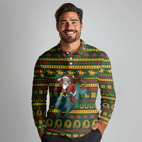 Amazing Cowboy Santa Claus Christmas Long Sleeve Polo Shirt Xmas Holiday Patterns - Wonder Print Shop