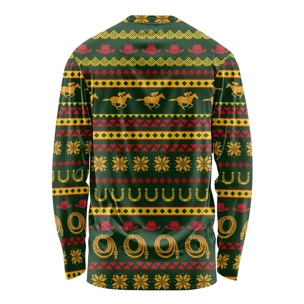 Amazing Cowboy Santa Claus Christmas Long Sleeve Shirt Xmas Holiday Patterns - Wonder Print Shop