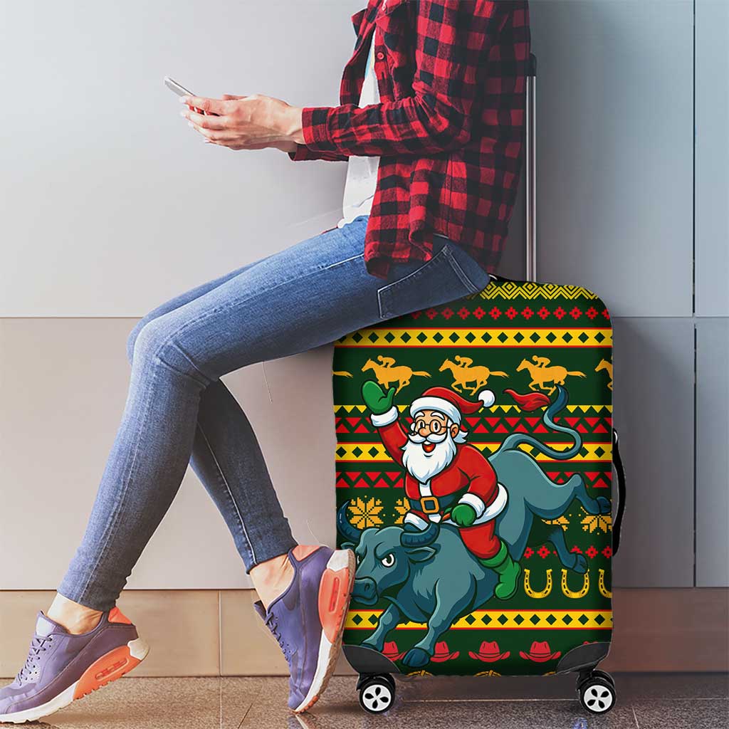 Amazing Cowboy Santa Claus Christmas Luggage Cover Xmas Holiday Patterns - Wonder Print Shop