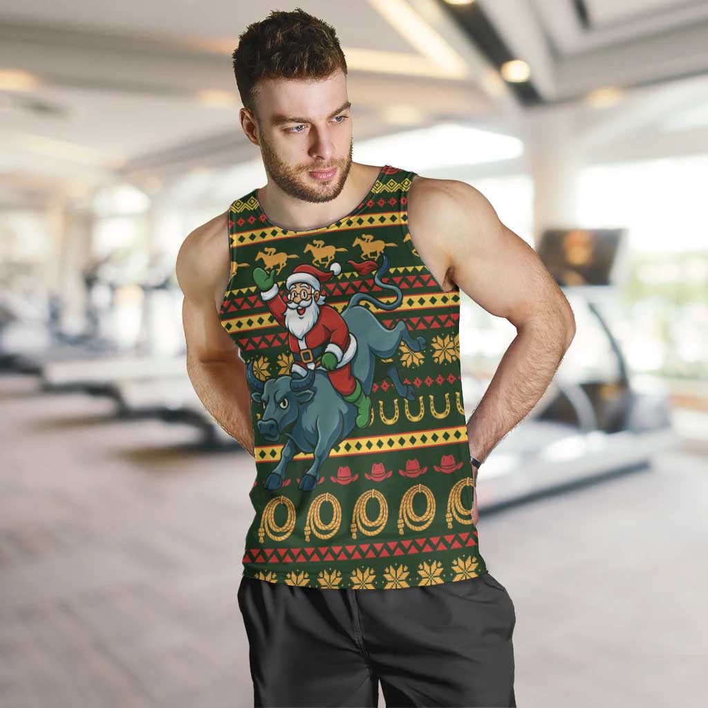Amazing Cowboy Santa Claus Christmas Men Tank Top Xmas Holiday Patterns - Wonder Print Shop