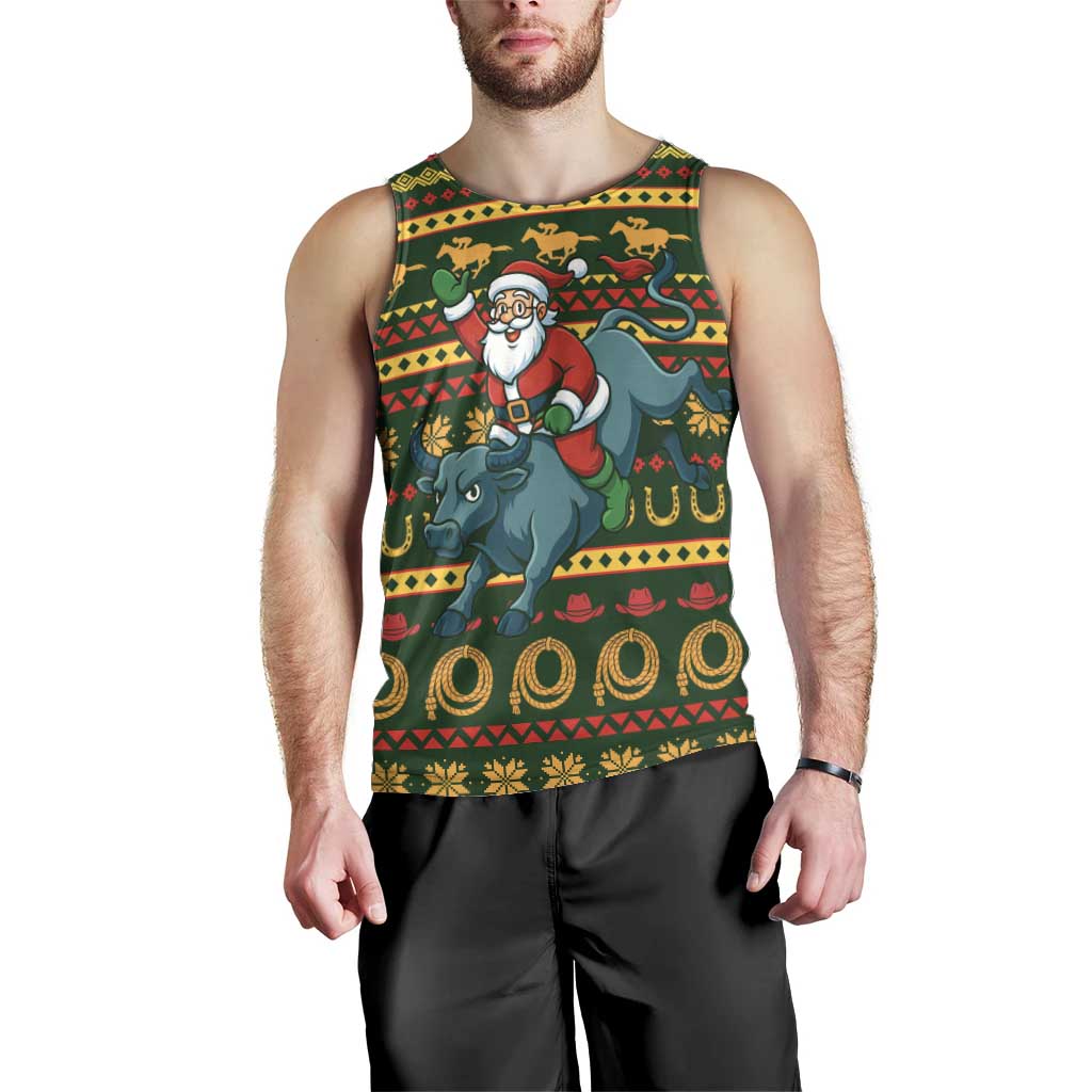 Amazing Cowboy Santa Claus Christmas Men Tank Top Xmas Holiday Patterns - Wonder Print Shop