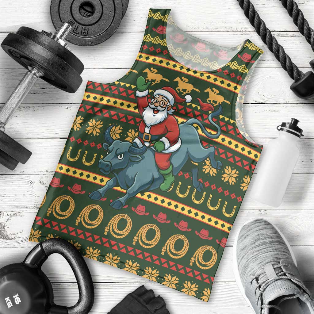 Amazing Cowboy Santa Claus Christmas Men Tank Top Xmas Holiday Patterns - Wonder Print Shop