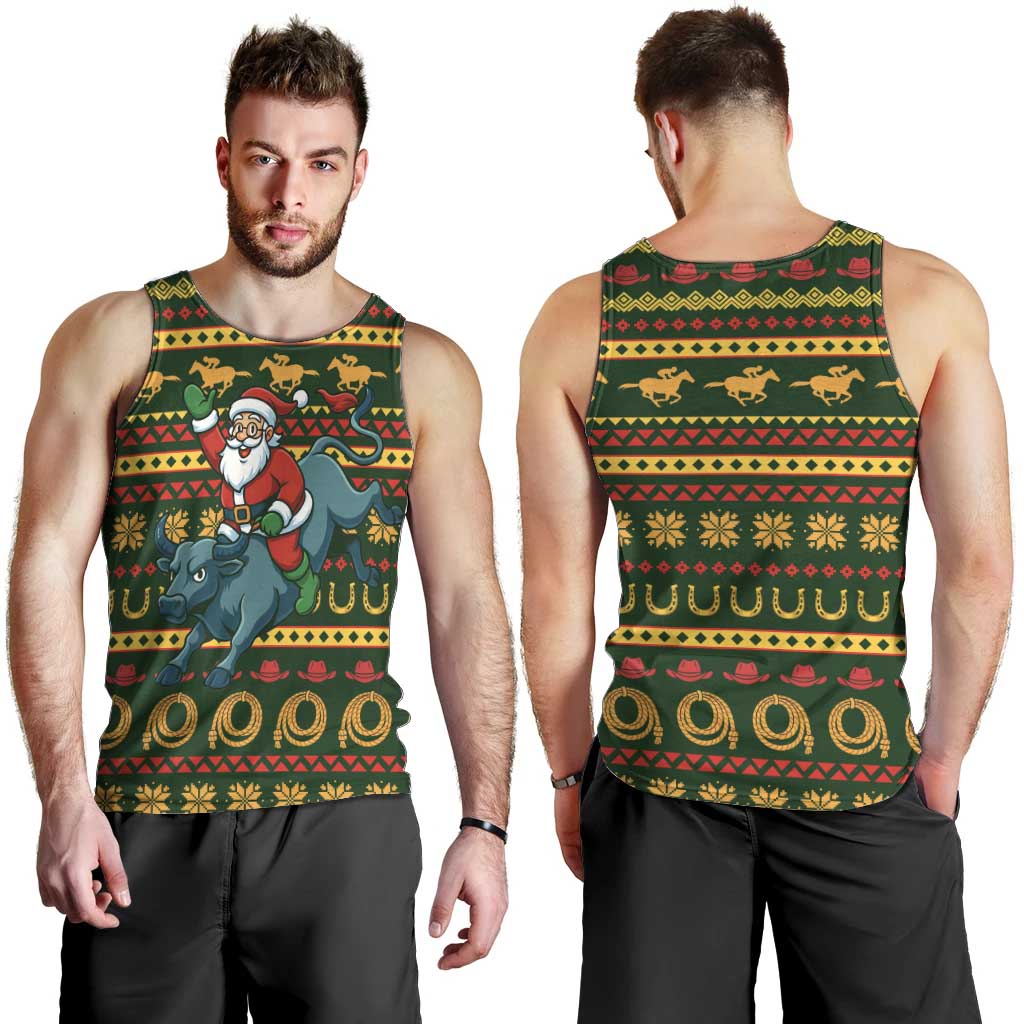 Amazing Cowboy Santa Claus Christmas Men Tank Top Xmas Holiday Patterns - Wonder Print Shop
