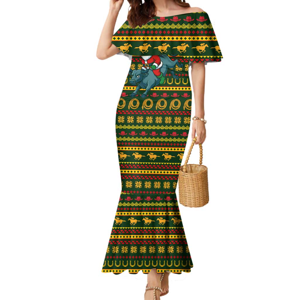 Amazing Cowboy Santa Claus Christmas Mermaid Dress Xmas Holiday Patterns - Wonder Print Shop
