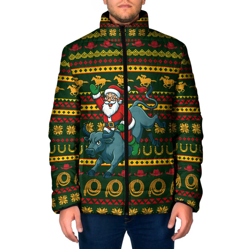 Amazing Cowboy Santa Claus Christmas Padded Jacket Xmas Holiday Patterns - Wonder Print Shop