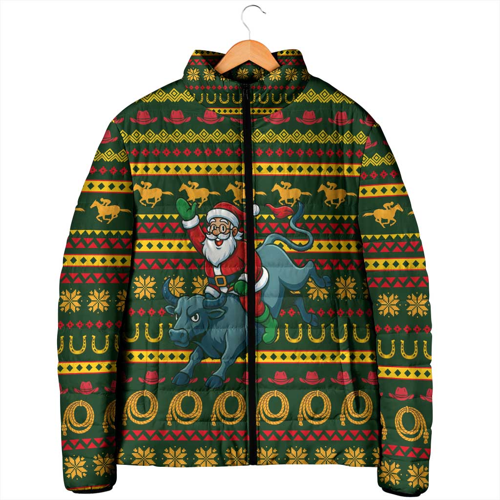 Amazing Cowboy Santa Claus Christmas Padded Jacket Xmas Holiday Patterns - Wonder Print Shop