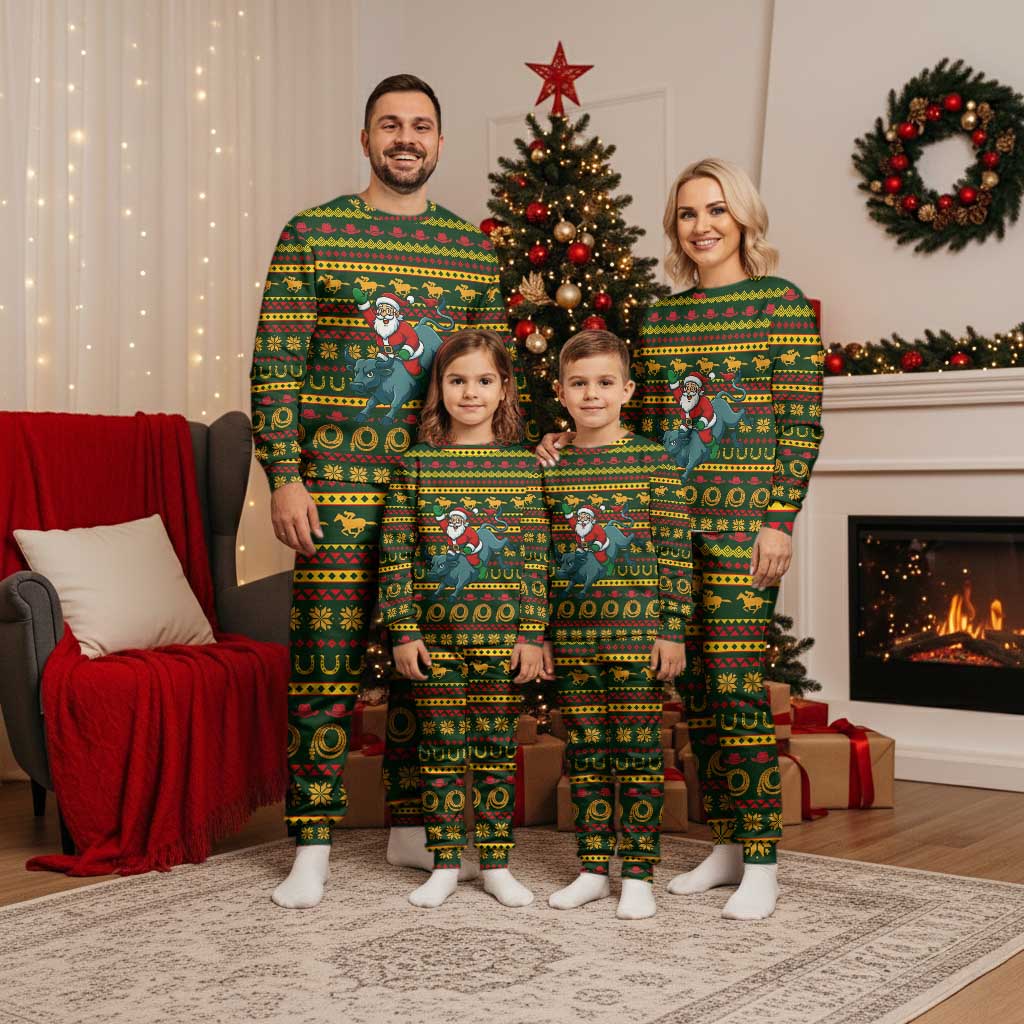 Amazing Cowboy Santa Claus Christmas Pajama Set Xmas Holiday Patterns - Wonder Print Shop