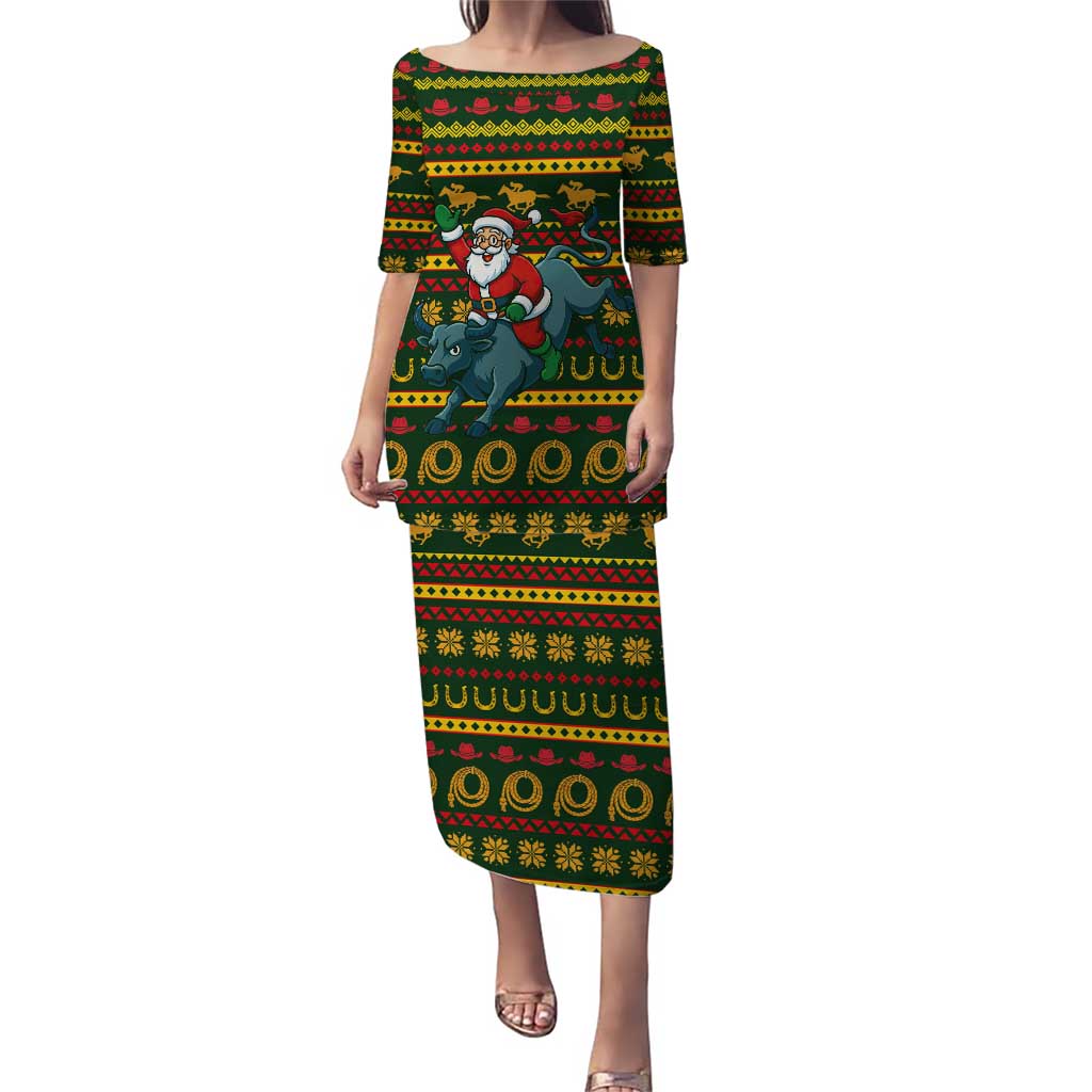 Amazing Cowboy Santa Claus Christmas Puletasi Xmas Holiday Patterns - Wonder Print Shop