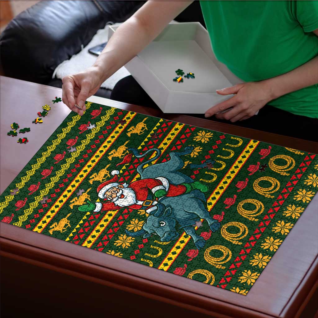 Amazing Cowboy Santa Claus Christmas Puzzle Xmas Holiday Patterns - Wonder Print Shop