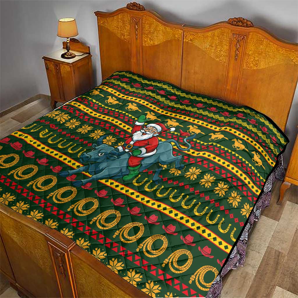 Amazing Cowboy Santa Claus Christmas Quilt Xmas Holiday Patterns - Wonder Print Shop