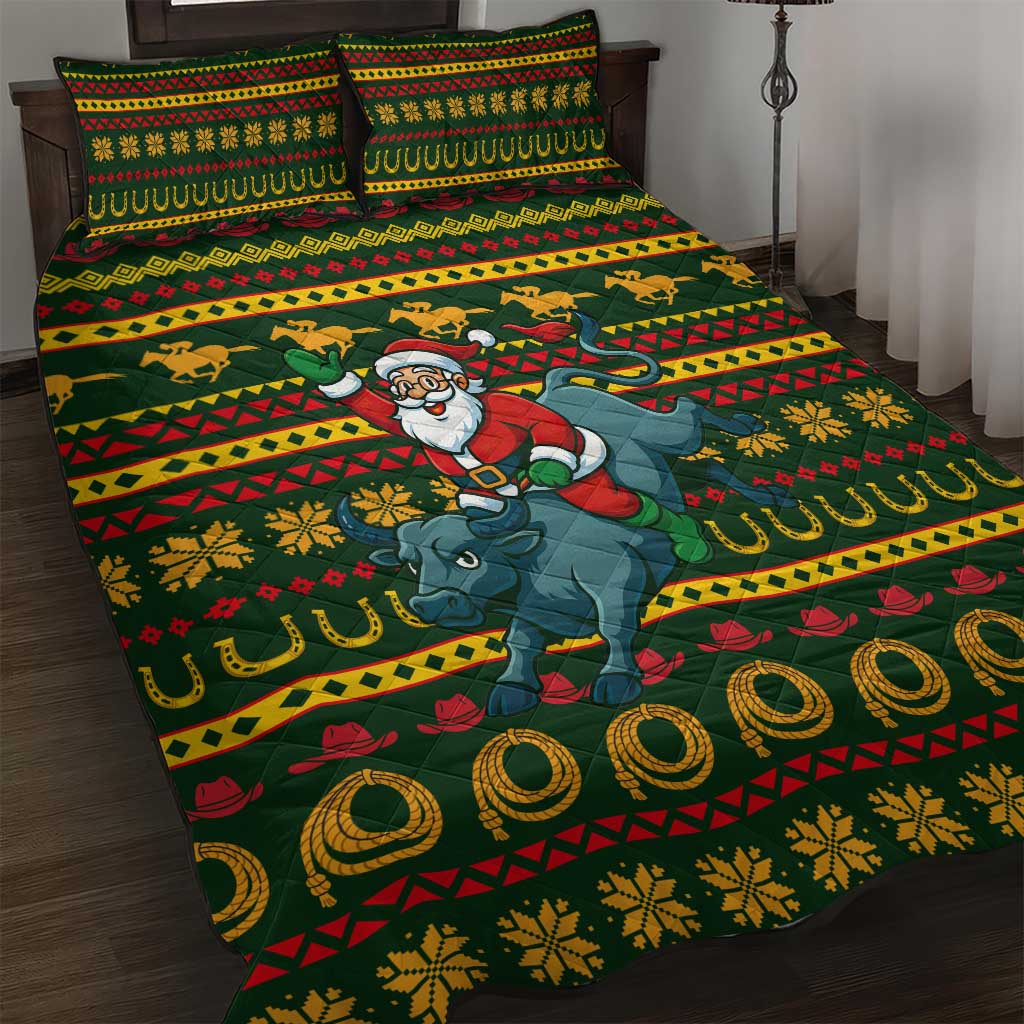 Amazing Cowboy Santa Claus Christmas Quilt Bed Set Xmas Holiday Patterns - Wonder Print Shop