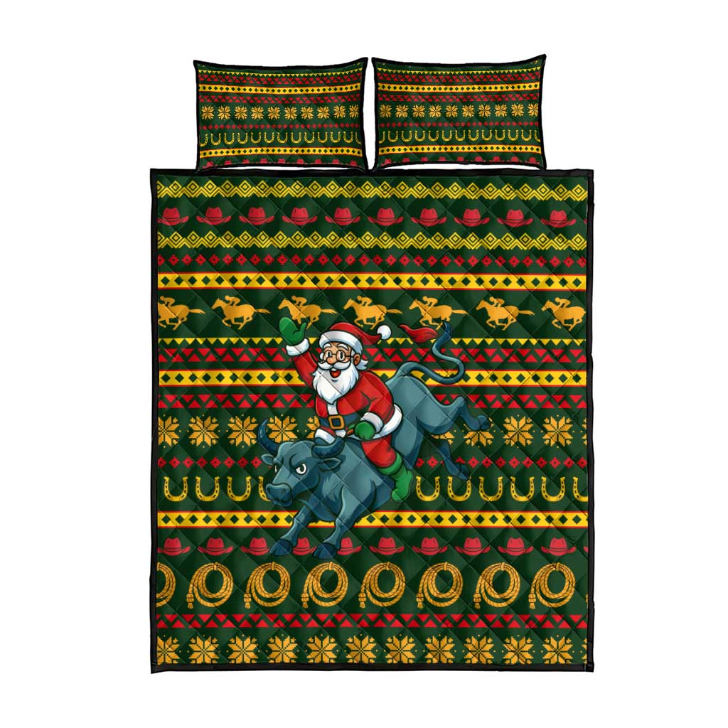 Amazing Cowboy Santa Claus Christmas Quilt Bed Set Xmas Holiday Patterns - Wonder Print Shop