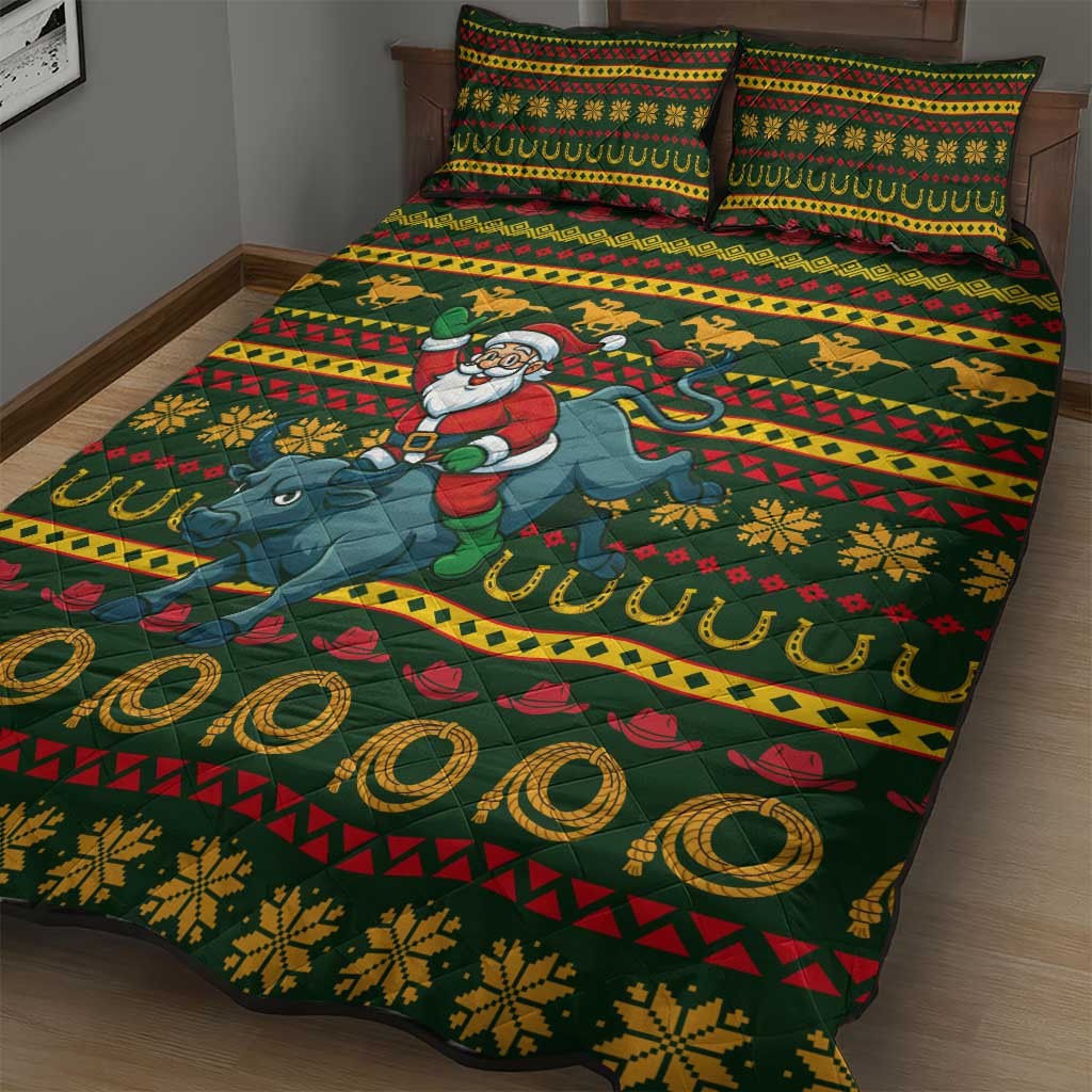 Amazing Cowboy Santa Claus Christmas Quilt Bed Set Xmas Holiday Patterns - Wonder Print Shop