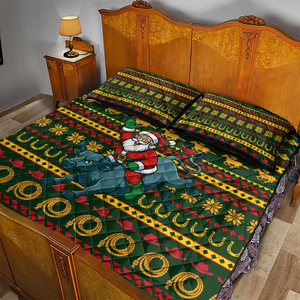 Amazing Cowboy Santa Claus Christmas Quilt Bed Set Xmas Holiday Patterns - Wonder Print Shop
