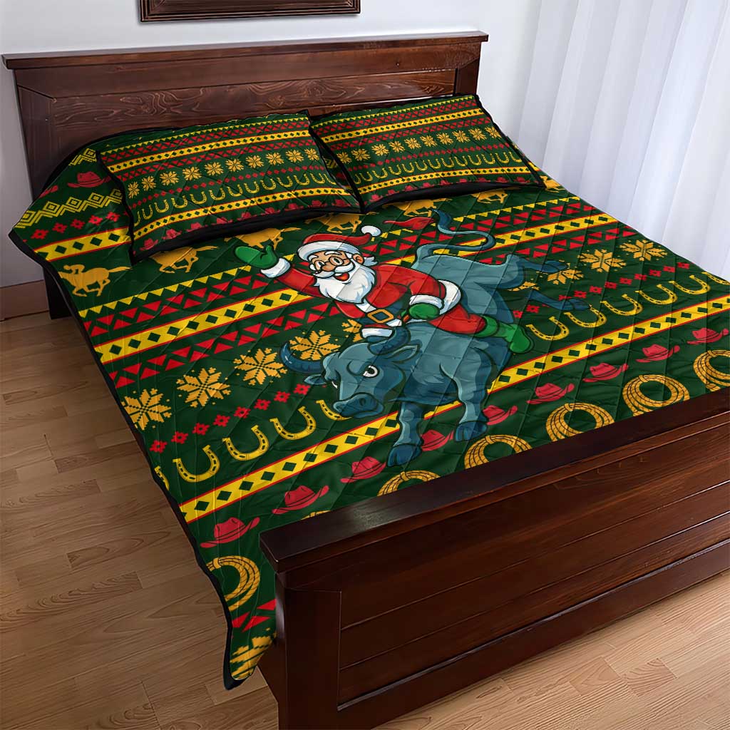 Amazing Cowboy Santa Claus Christmas Quilt Bed Set Xmas Holiday Patterns - Wonder Print Shop
