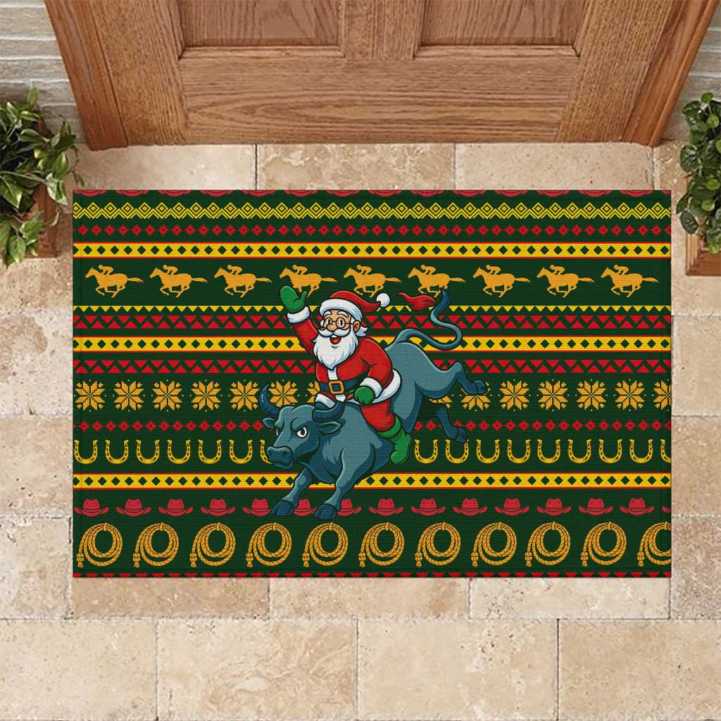 Amazing Cowboy Santa Claus Christmas Rubber Doormat Xmas Holiday Patterns - Wonder Print Shop