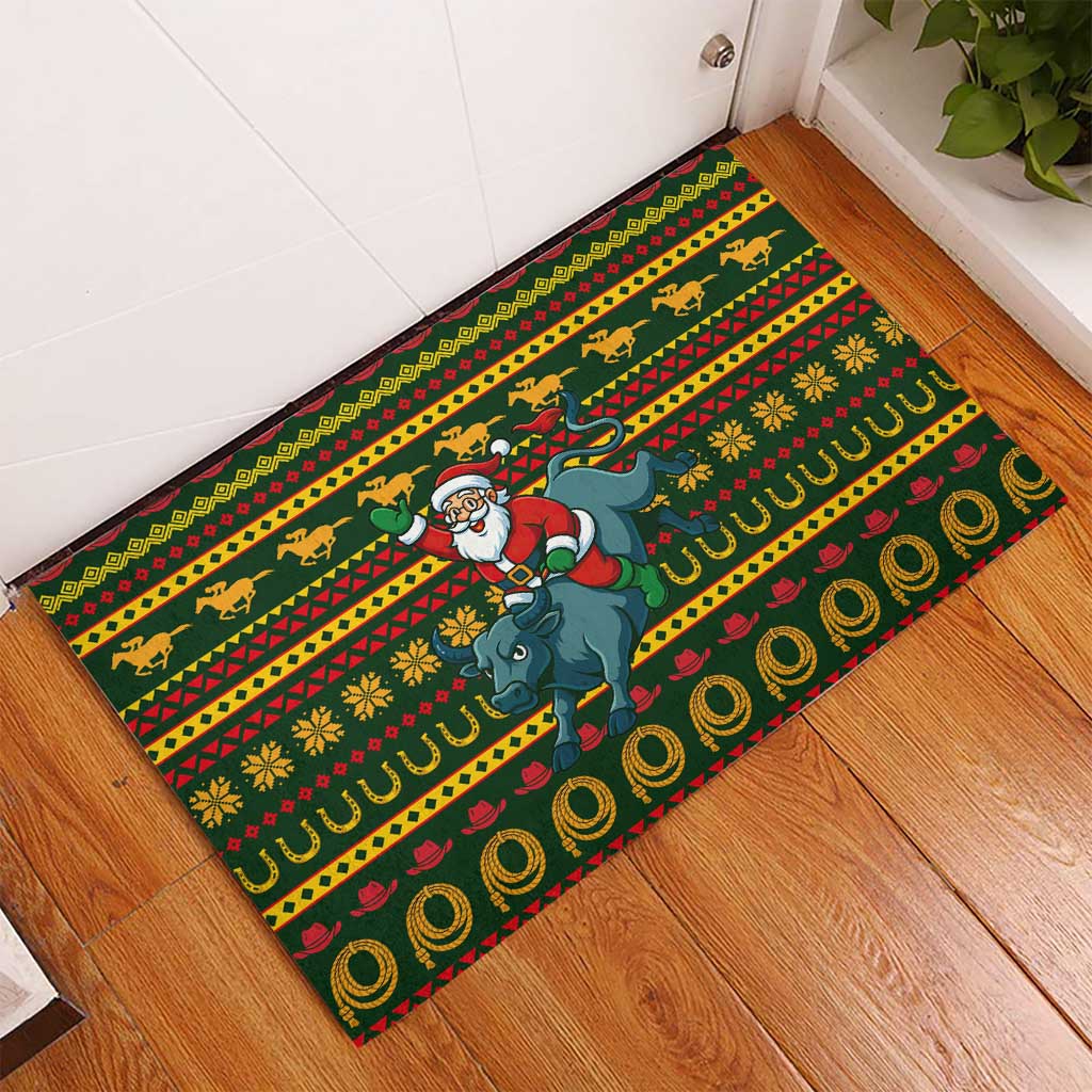 Amazing Cowboy Santa Claus Christmas Rubber Doormat Xmas Holiday Patterns - Wonder Print Shop