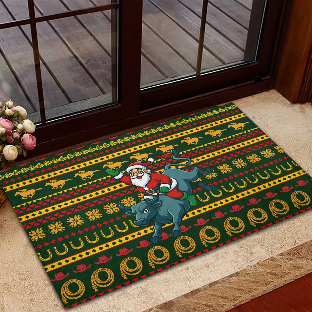 Amazing Cowboy Santa Claus Christmas Rubber Doormat Xmas Holiday Patterns - Wonder Print Shop
