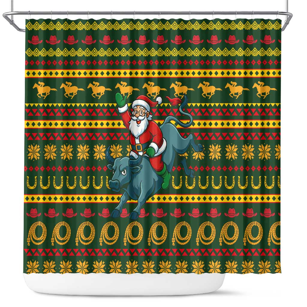 Amazing Cowboy Santa Claus Christmas Shower Curtain Xmas Holiday Patterns - Wonder Print Shop