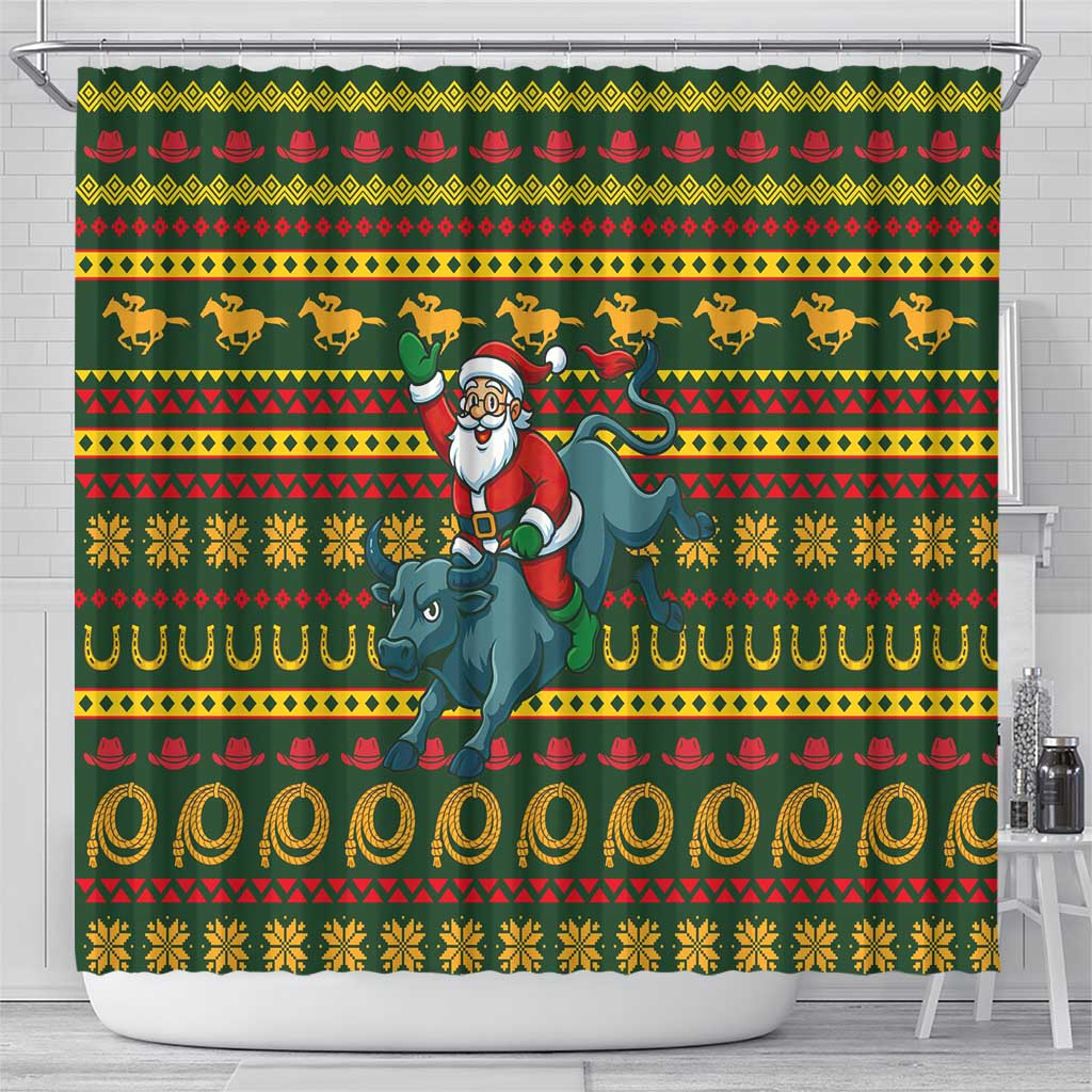 Amazing Cowboy Santa Claus Christmas Shower Curtain Xmas Holiday Patterns - Wonder Print Shop