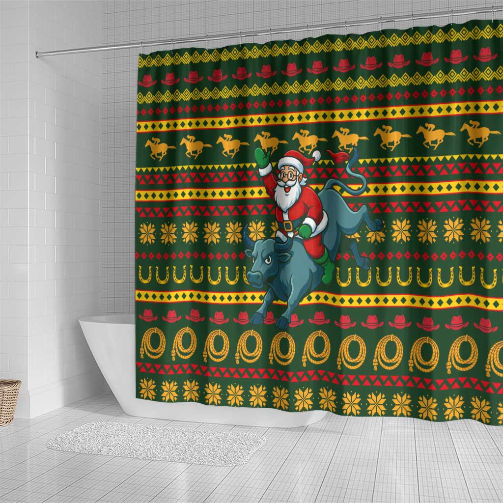Amazing Cowboy Santa Claus Christmas Shower Curtain Xmas Holiday Patterns - Wonder Print Shop