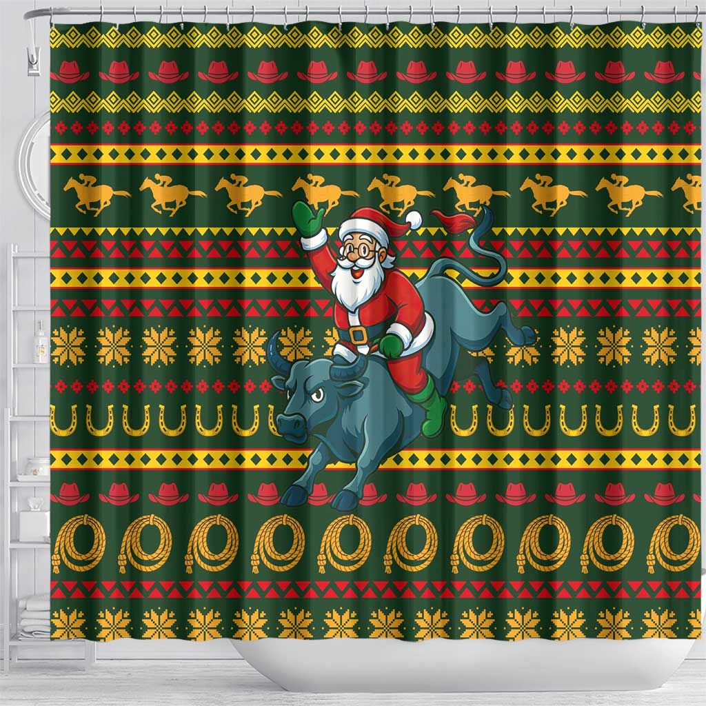Amazing Cowboy Santa Claus Christmas Shower Curtain Xmas Holiday Patterns - Wonder Print Shop