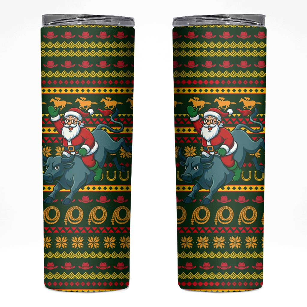 Amazing Cowboy Santa Claus Christmas Skinny Tumbler Xmas Holiday Patterns - Wonder Print Shop