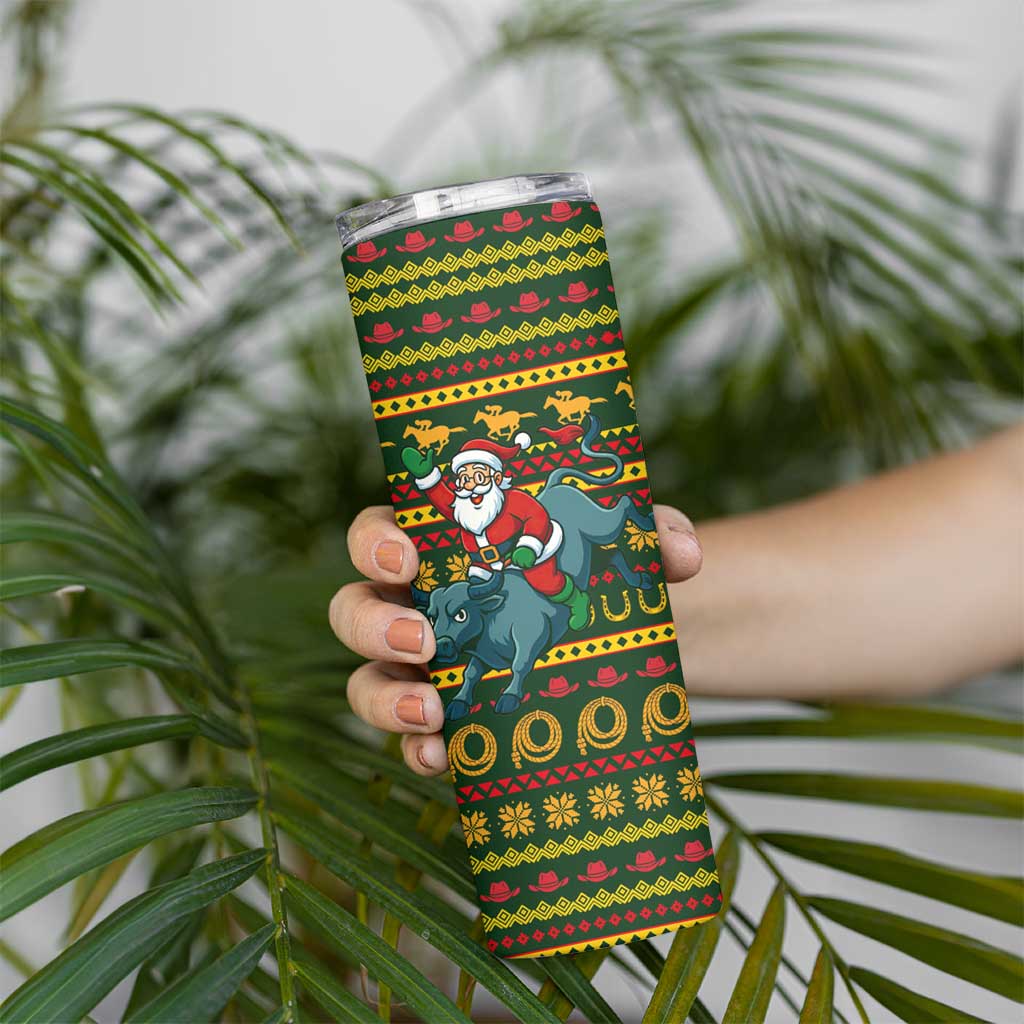 Amazing Cowboy Santa Claus Christmas Skinny Tumbler Xmas Holiday Patterns - Wonder Print Shop