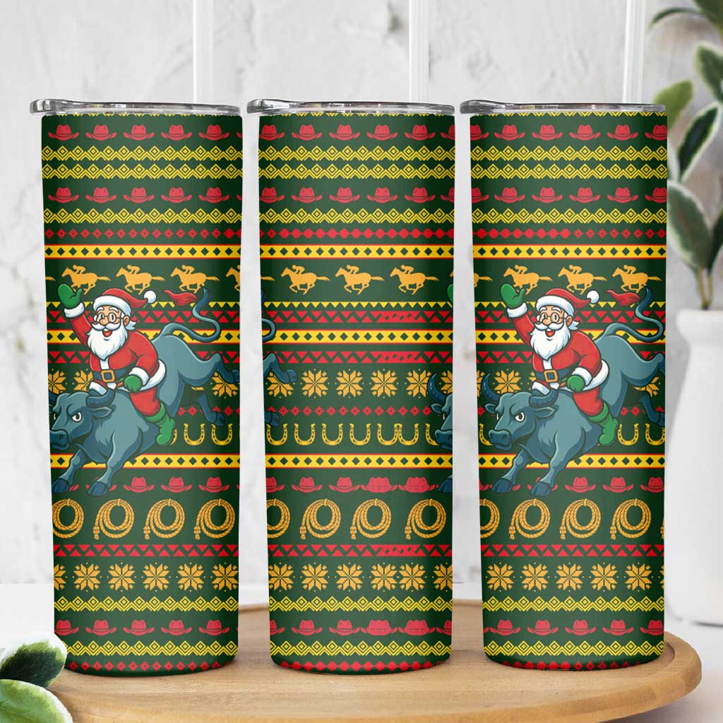 Amazing Cowboy Santa Claus Christmas Skinny Tumbler Xmas Holiday Patterns - Wonder Print Shop