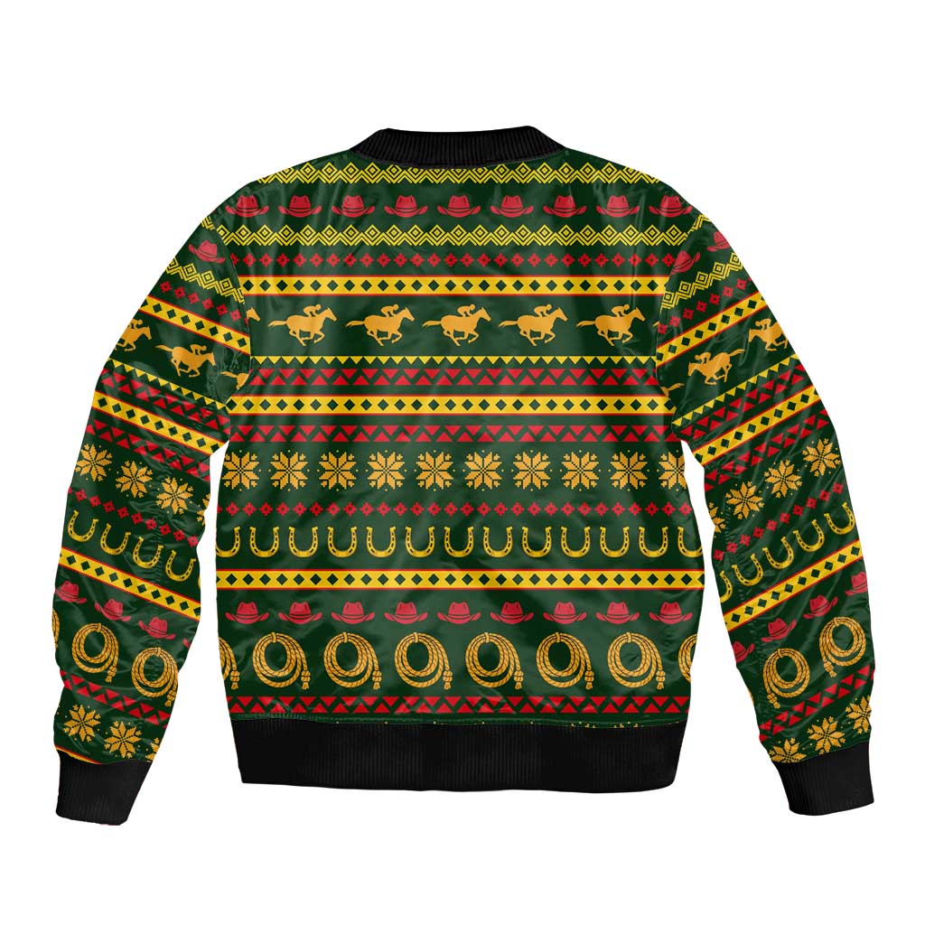 Amazing Cowboy Santa Claus Christmas Sleeve Zip Bomber Jacket Xmas Holiday Patterns - Wonder Print Shop