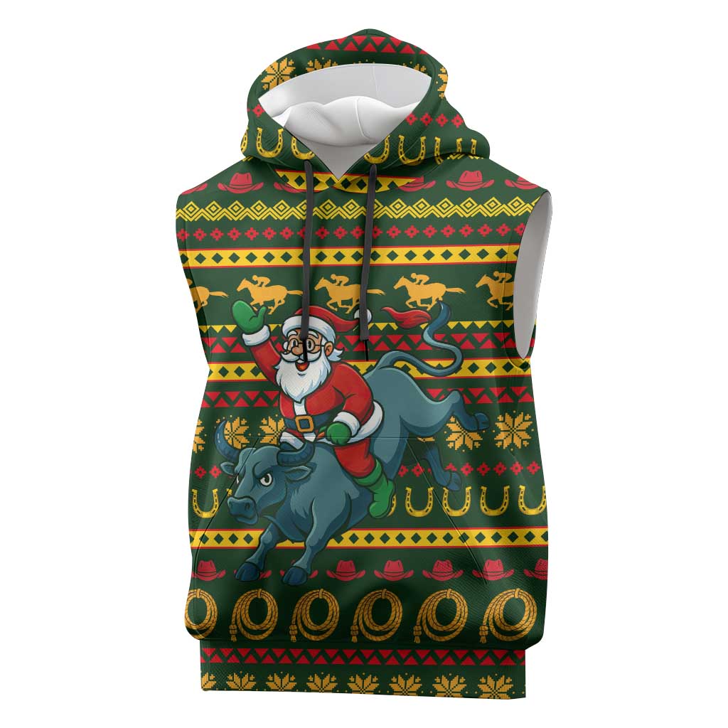 Amazing Cowboy Santa Claus Christmas Sleeveless Hoodie Xmas Holiday Patterns - Wonder Print Shop