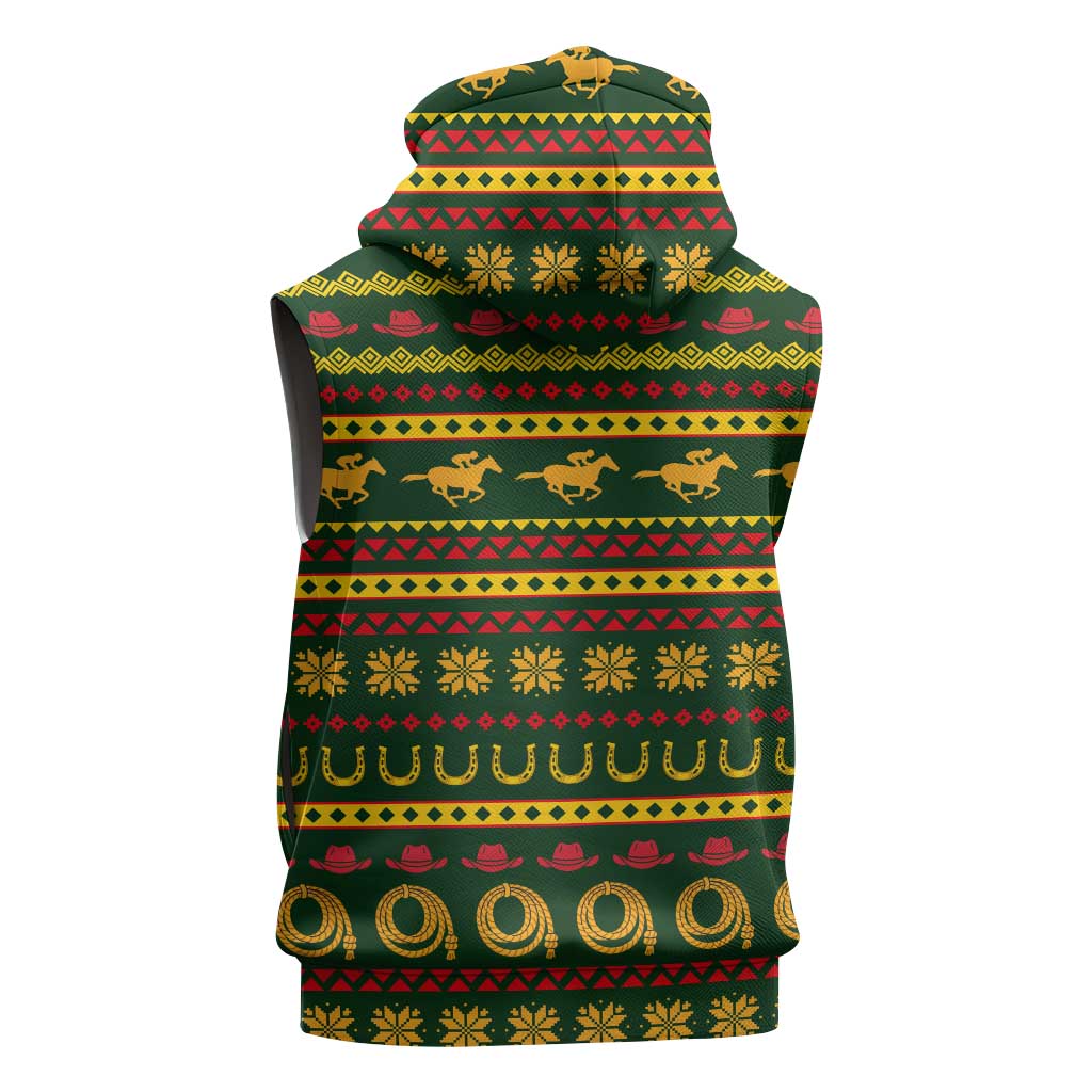Amazing Cowboy Santa Claus Christmas Sleeveless Hoodie Xmas Holiday Patterns - Wonder Print Shop