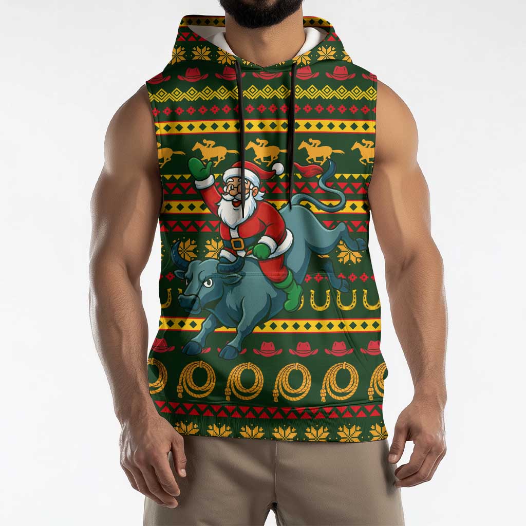 Amazing Cowboy Santa Claus Christmas Sleeveless Hoodie Xmas Holiday Patterns - Wonder Print Shop