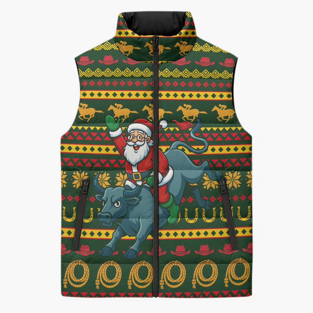Amazing Cowboy Santa Claus Christmas Sleeveless Puffer Jacket Xmas Holiday Patterns - Wonder Print Shop