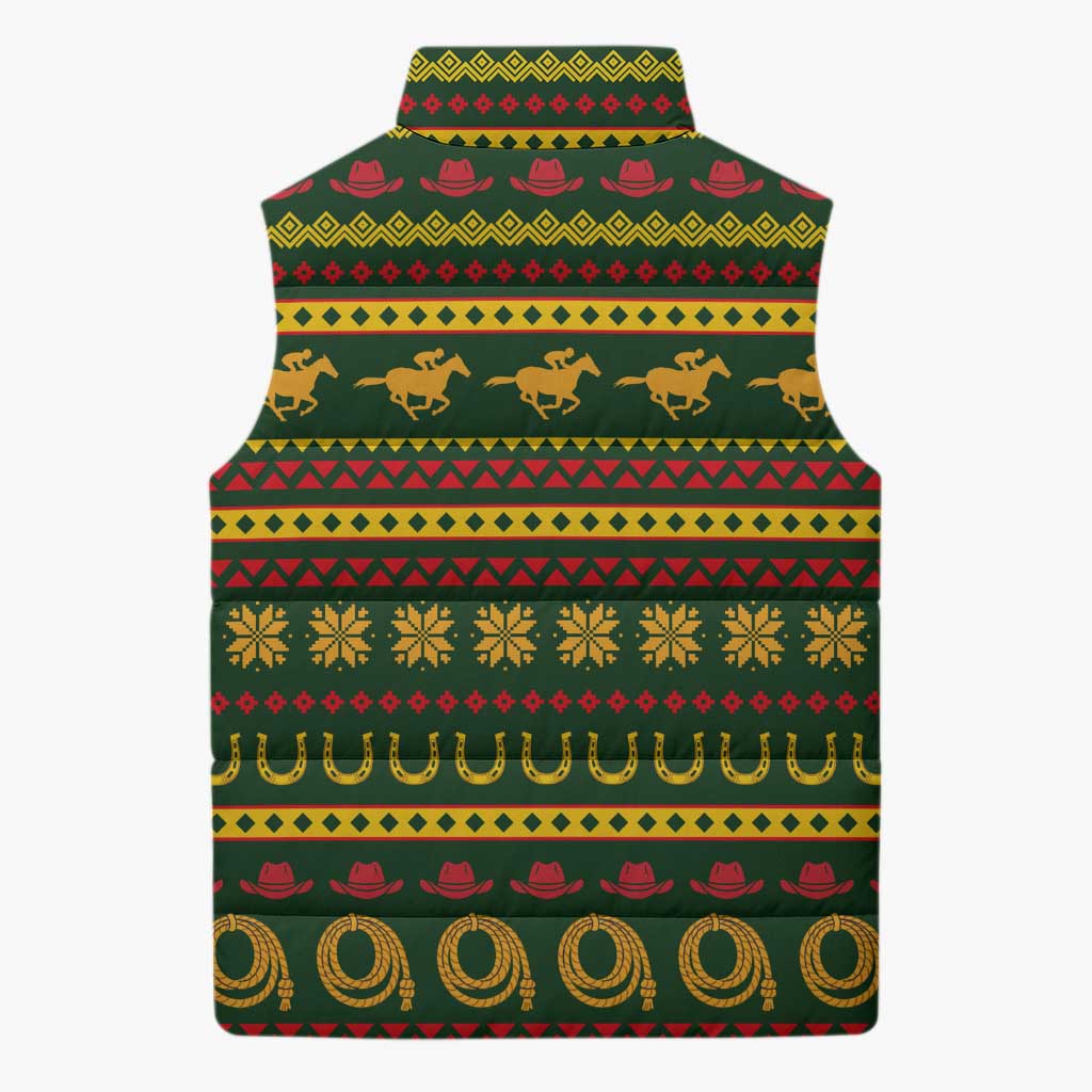 Amazing Cowboy Santa Claus Christmas Sleeveless Puffer Jacket Xmas Holiday Patterns - Wonder Print Shop