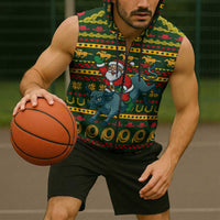 Amazing Cowboy Santa Claus Christmas Sleeveless Zip Hoodie Xmas Holiday Patterns - Wonder Print Shop