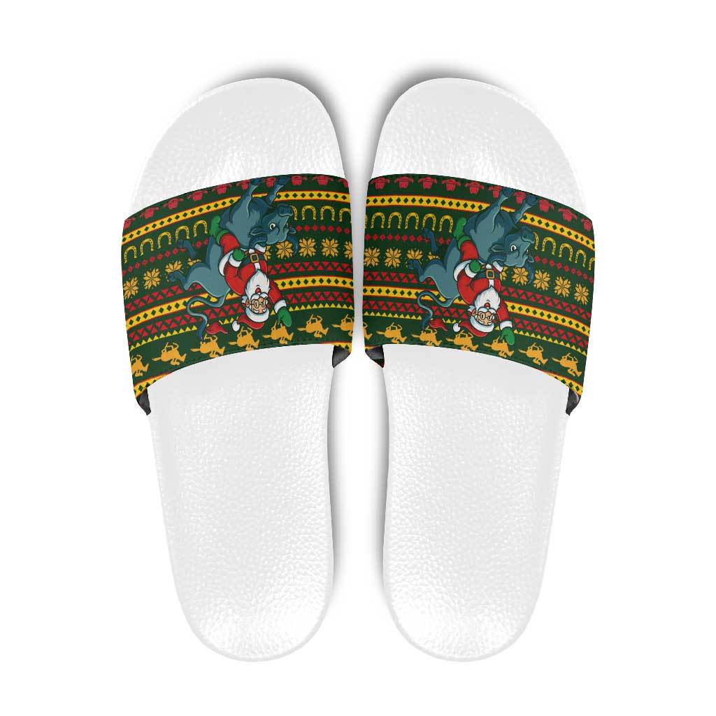 Amazing Cowboy Santa Claus Christmas Slide Sandals Xmas Holiday Patterns - Wonder Print Shop