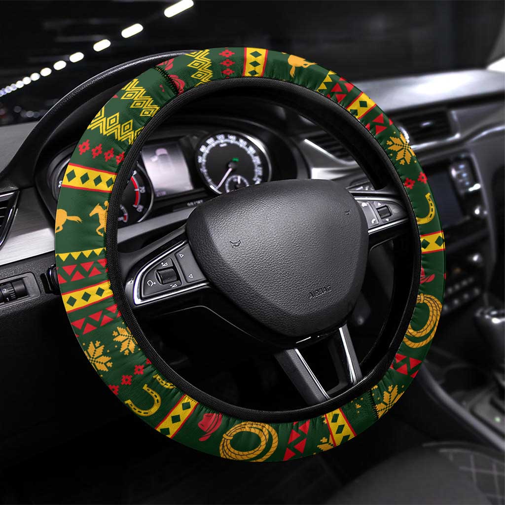 Amazing Cowboy Santa Claus Christmas Steering Wheel Cover Xmas Holiday Patterns - Wonder Print Shop