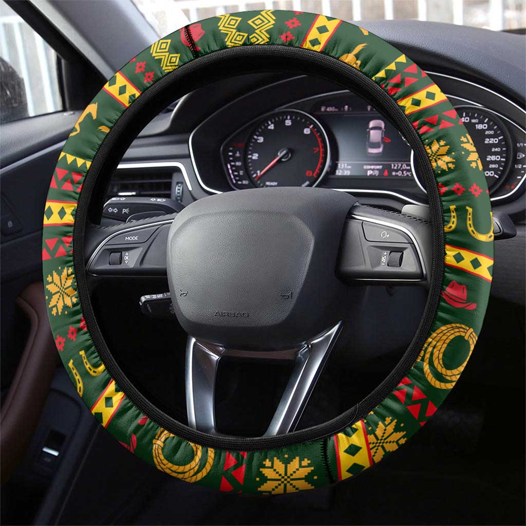 Amazing Cowboy Santa Claus Christmas Steering Wheel Cover Xmas Holiday Patterns - Wonder Print Shop